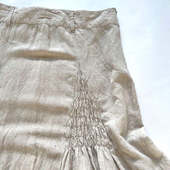 Boo Radley Australia Skirt Size 12 Beige Midi Smocked Linen Cotton Countrycore - Picture 3 of 5